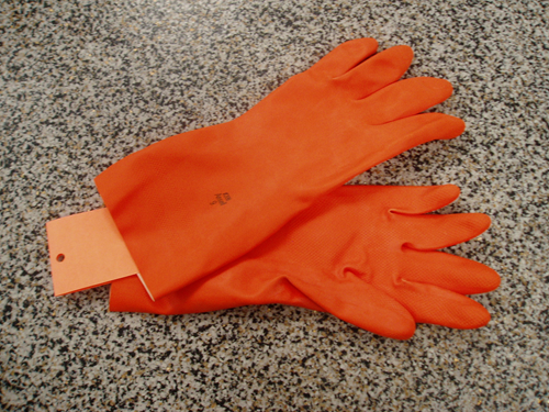 Picture of Gloves orange latex heavy-duty Large
