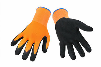 Picture of Orange latex glove with nylon