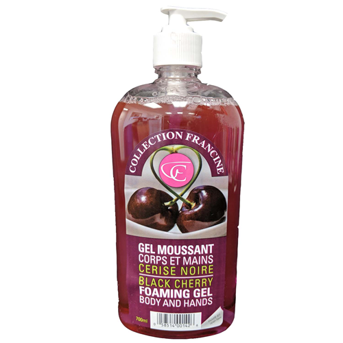 Picture of CF, black cherry foaming gel body and hands