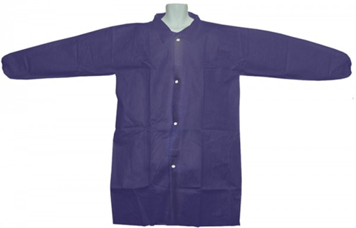 Picture of Lab coat blue poly collar, button pocket-free L